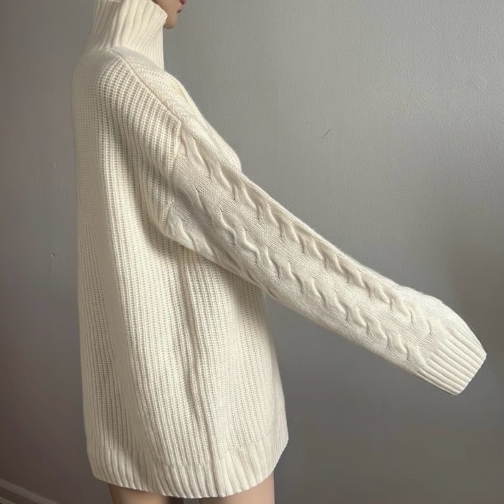 Gentle Herd Cashmere and Wool Tunic Ivory Sweater Medium - Picture 2 of 6